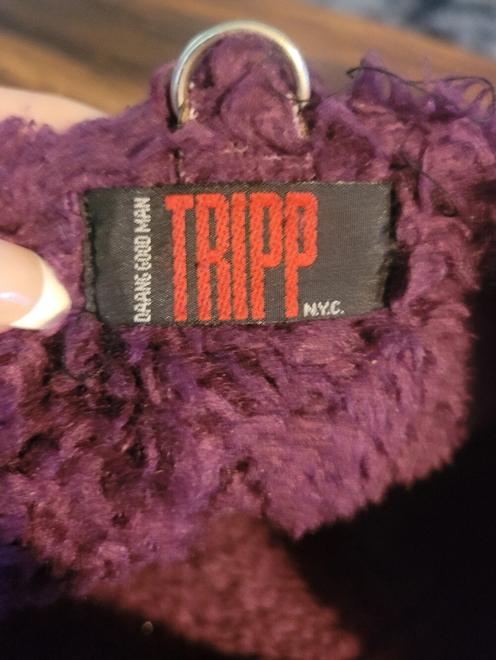 Tripp NYC Vintage Purple Star Faux-Fur Crossbody Bag Reveridable HTF Y2K - Picture 4 of 11